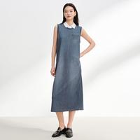 EP YAYING EP雅莹女装 复古圆领无袖仿牛仔印花连衣裙