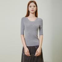 EP YAYING EP雅莹反季女装 U领修身肌底衫 100%纯羊毛中袖打底衫