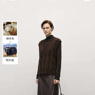 限尺码：Meilleur moment MM麦檬秋冬复古时尚V领羊驼毛针织毛衫马甲背心女