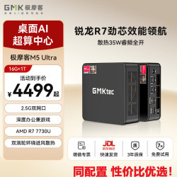 极摩客 M5Ultra锐龙R7 7730U迷你主机高性能游戏办公电脑台式机影音mini时尚小主