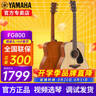 YAMAHA FG800/FS800单板民谣吉他初学者入门面单木吉它男女学生指弹电箱 FG800 原木亮光-41英寸原声款