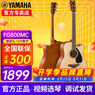 YAMAHA FG800/FS800单板民谣吉他初学者入门面单木吉它男女学生指弹电箱 FG800MC 原木哑光-41英寸原声款
