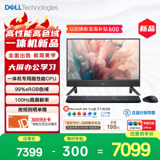 戴尔 灵越 新款 高端一体机台式电脑(13代i5 16G 512G)曜石黑 23.8英寸 100Hz 办公学习机