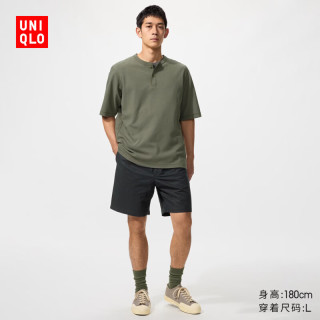 优衣库 482260 麻混纺舒适 黑色 2XL 男士短裤