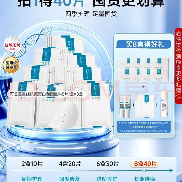可复美 重组胶原蛋白敷料椭圆型HCDO2421 5贴*8盒开学季