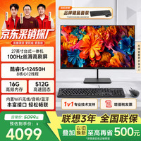 异能者联想投资品牌27英寸一体机台式电脑 商务办公家用 高刷整机(酷睿i5-12450H 16G 512G) 黑