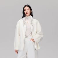 限尺码：VERO MODA 秋毛茸茸字母压印立领宽松夹克高级感甜美外套女
