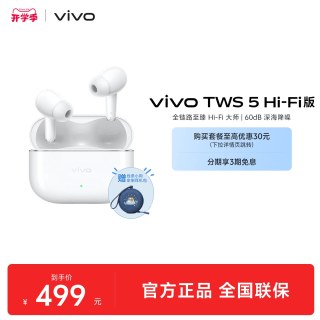 vivo TWS 5 Hi-Fi版 入耳式真无线蓝牙耳机 简单白