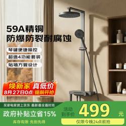 京东京造 白月光Pro淋浴花洒套装 琴键大置物台方管59A精铜 4合1套装枪灰色