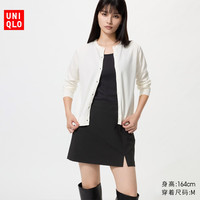 移动专享：优衣库 棉莫代尔混纺圆领针织开衫优衣库女装/毛衣毛衫外套26新款482977
