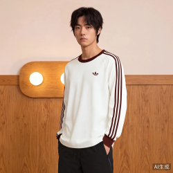 adidas 三叶草 卫衣上衣男秋新款LONG SLEEVE TEE 宽松华夫格运动长袖T恤 LD6431