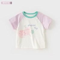 戴维贝拉 儿童短袖T恤2024夏装男童纯棉打底衫女宝宝洋气上衣