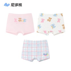 尼多熊 2024儿童内裤女童纯棉平角内裤女孩中大童三角短裤宝宝裤头
