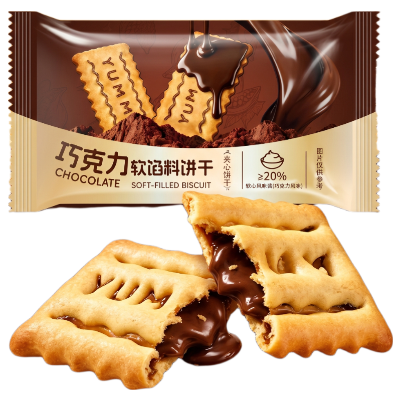 冠园洽 巧克力软馅料饼干 230g