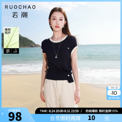 三彩 大码女装2026夏季新款圆领针织衫藏青修身显瘦短袖微胖MM 藏青色 L 165/92B