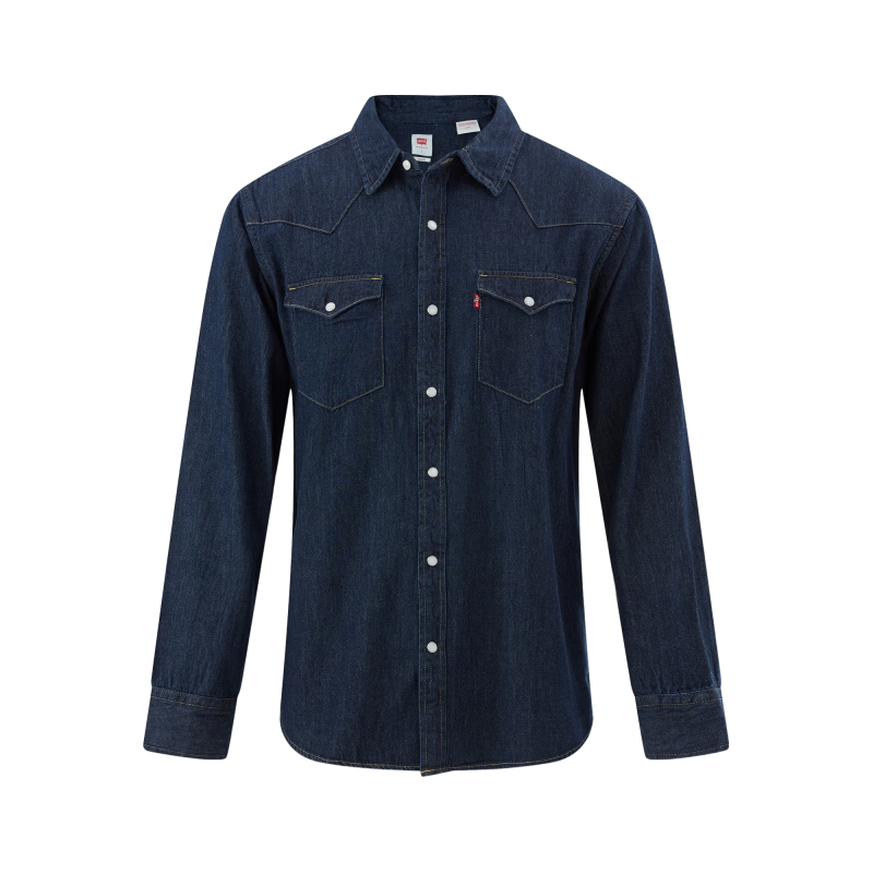 Levi's 李维斯 男士经典宽松水洗牛仔衬衫 复古深蓝色 XS
