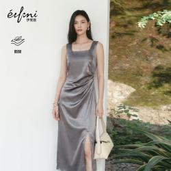 伊芙丽 秦岚代言针织无袖垂坠知性醋酸连衣裙女夏装