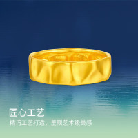 周六福 【黄景瑜同款】曼彩极光足金黄金戒指计价A0111512  14号 约4.54g