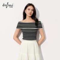 伊芙丽 朱珠代言套头毛衫微弹气质粘纤针织衫女夏装