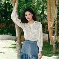 限尺码：伊芙丽 网纱透明提花衬衫2025夏装