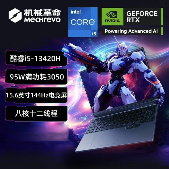 机械革命 旷世15 i5-13420H RTX3050 16GB+1TB 144Hz 灰色 笔记本电脑