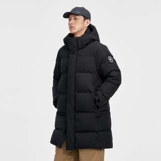 千仞岗 男士中长款连帽加厚保暖羽绒服 魔力黑 XL(175)