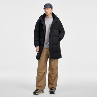 千仞岗 男士中长款连帽加厚保暖羽绒服 魔力黑 XL(175)