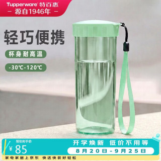 特百惠 莹彩430ml塑料杯薄荷绿