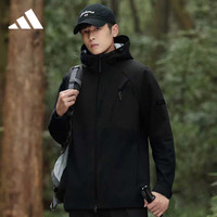 adidas 男女同款运动登山时尚潮流户外软壳运动夹克 黑色 M