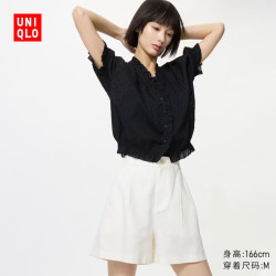 优衣库 482170 麻棉混纺 乳白色 L 女士短裤