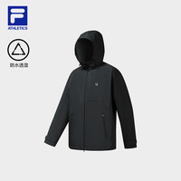 FILA 男款梭织连帽外套 正黑色 170/92A/M 运动夹克