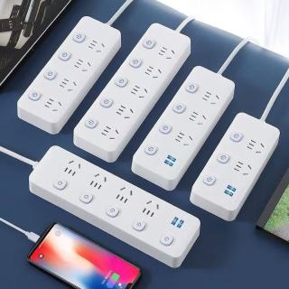 家用智能插排 插座 带USB孔 米白色2.8米
