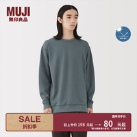 無印良品 MUJI 男式 防紫外线华夫格圆领长袖T恤防晒25年早秋男装上衣AB1OHA5A 烟熏蓝色 L （175/100A）