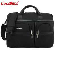 coolbell COOL BELL男士商务多功能手提文件包单肩公文包防水尼龙布电脑包 黑色5003 15寸