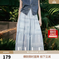 ELLE 波嬉印花半身裙女2026夏新款度假松紧腰高级感气质a字裙长裙