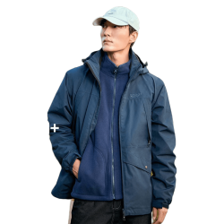 拓路者 三合一硬壳冲锋衣 防水防风 藏青 L 男士夹克
