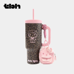 野兽派家居 HelloKitty不锈钢保温吸管杯巨无霸保温杯喝水杯子送人礼物 粉可可 900ml