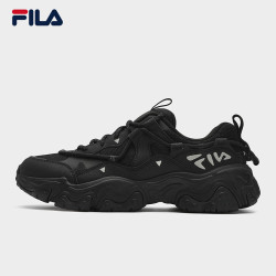 FILA FLUID V复古运动鞋男2024春猫爪鞋休闲鞋老爹鞋 黑-BK 42
