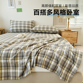 无印良品 100%全棉水洗棉 莫妮灰 120cm*210cm 床单