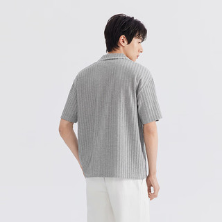 GXG 中廓毛织翻领条纹肌理 男士POLO衫