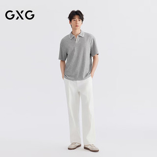 GXG 中廓毛织翻领条纹肌理 男士POLO衫