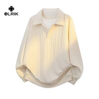 OLRIK 春夏季 男士假两件翻领套头衬衫卫衣情侣拼色POLO衫