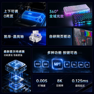 七彩虹 穿云·玄甲60 镂空磁轴键盘 玄黑 凯华晶岚轴