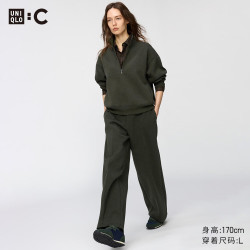 优衣库 运动直筒裤/常规款女装男装合作款/卫裤483285 487854 487854/59墨绿色 L