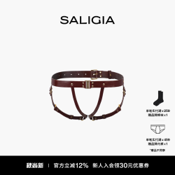 SALIGIA 马术头层牛皮皮革可调节金属插扣男士三角束带 头层牛皮
