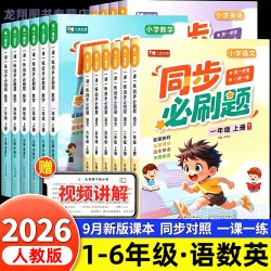 小学生1-6年级上下册同步练习册语文数学英语一课一练全套一二三四五六年级人教版教材