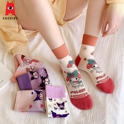 ABCKIDS 无骨女童袜子a类精梳棉秋冬库洛米美乐蒂公主风中筒棉袜