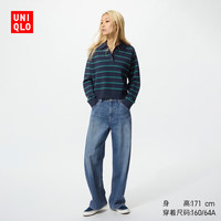 优衣库 宽松廓形牛仔裤常规款女装男装/弯刀镰刀裤482280 487973 482280/67海蓝色 29 /165/74A