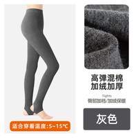 ATSUGI厚木 200D加绒保暖竖条纹显瘦连裤袜 灰色 踩脚