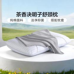 富安娜 2个一对纯棉草本决明子茶梗抑菌枕头枕芯含枕套WJ 决明子茗香抑菌享芯枕 低枕